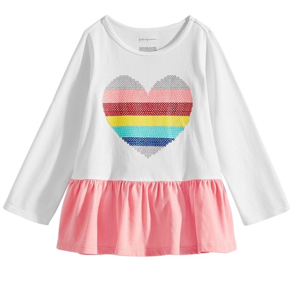 First Impressions Other - First Impressions Baby Girls Rainbow Heart Graphic Cotton Peplum Hemline Tunic